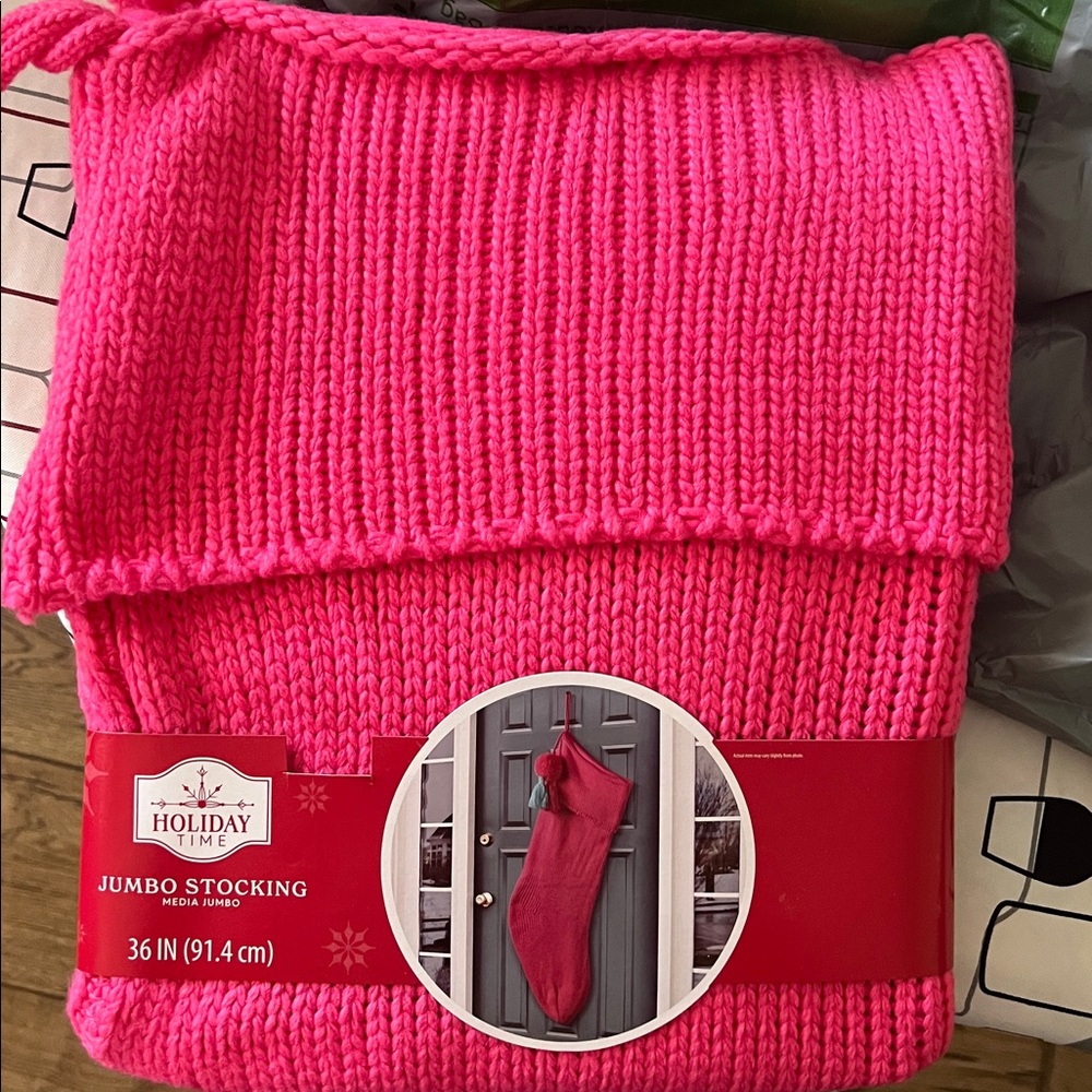 Holiday Time Vibrant Pink Jumbo Stocking